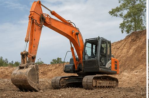 Hitachi Excavator 110 fleet visual for earthwork and roadbed preparation