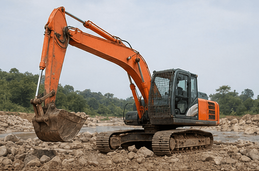 Hitachi Excavator 140 fleet visual for infrastructure groundwork