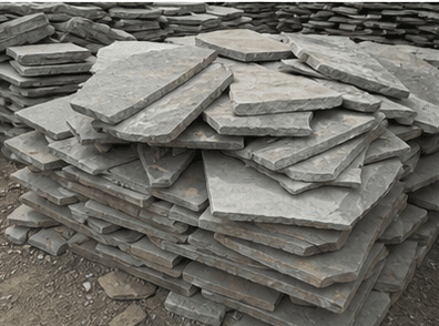 Stacked flat chakke stones for construction supply