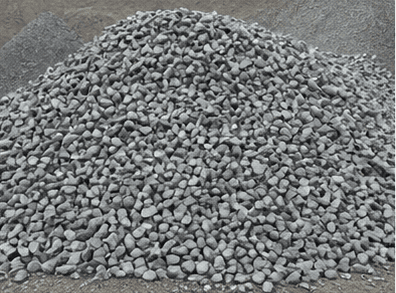 Pile of jelly aggregate crushed stone for construction work