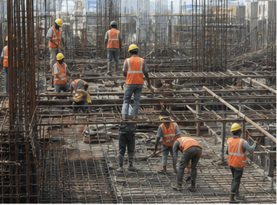Construction labour team working at an active civil site