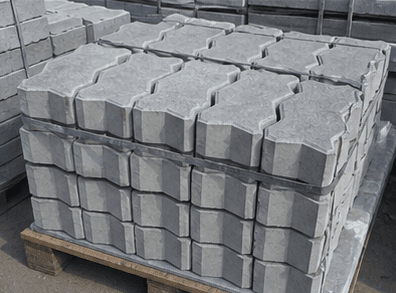 Stacked 60 mm concrete paver blocks for site paving