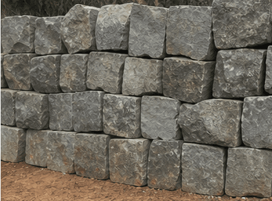 Stacked size stones prepared for civil construction work