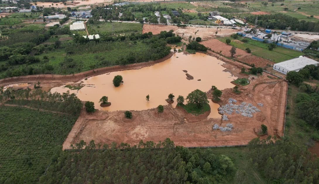 Kachamaranahalli lake before development shown from an aerial view